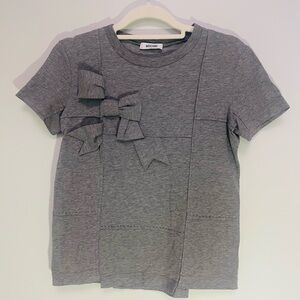 Moschino Gray Short Sleeve Tee with Bow Detail